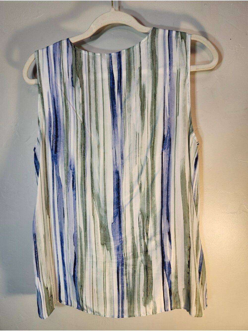 NIC+ZOE Silk Striped Sleeveless Ruffle-Hem Tank in Blue & Green - Picture 3 of 6